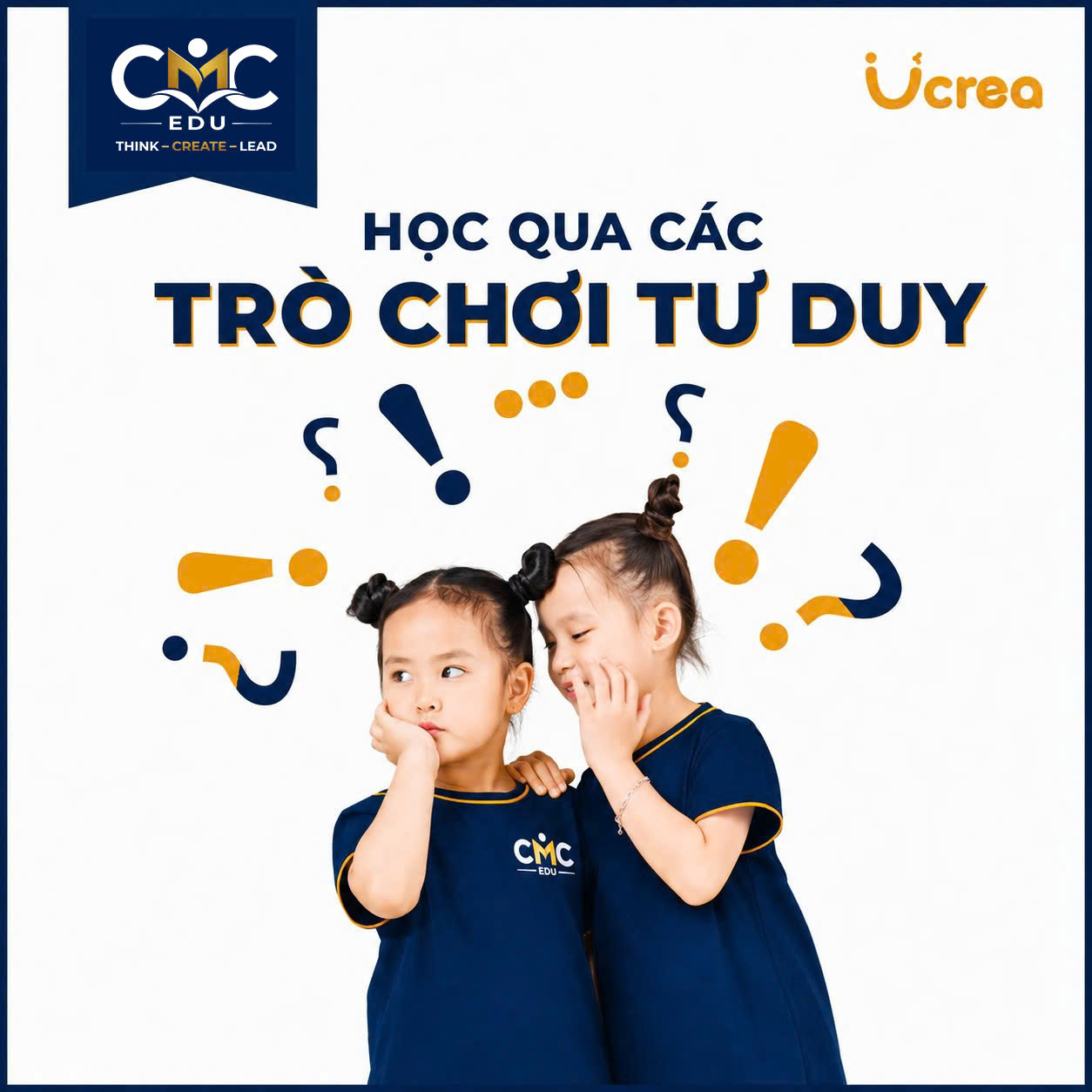 Hai bé gái UCREA học qua trò chơi tư duy